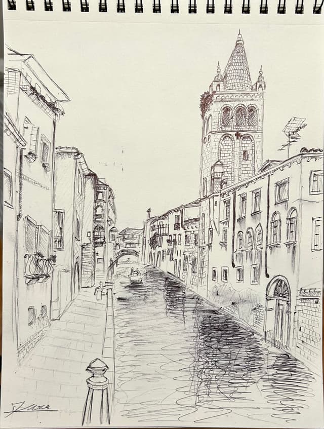 Venice pen & ink drawing
